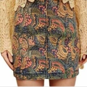 NWOT Free People • 6 skirt orange paisley bodycon mini
